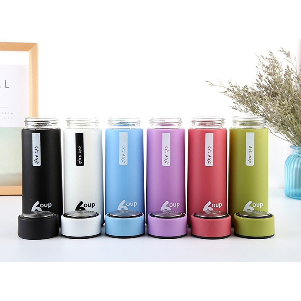 [GIÁ XỈ ] Bình nước thủy tinh 6 oup dung tích 450 ml, thiết kế sang trọng kiểu dáng bắt mắt 2 lớp giữ nhiệt