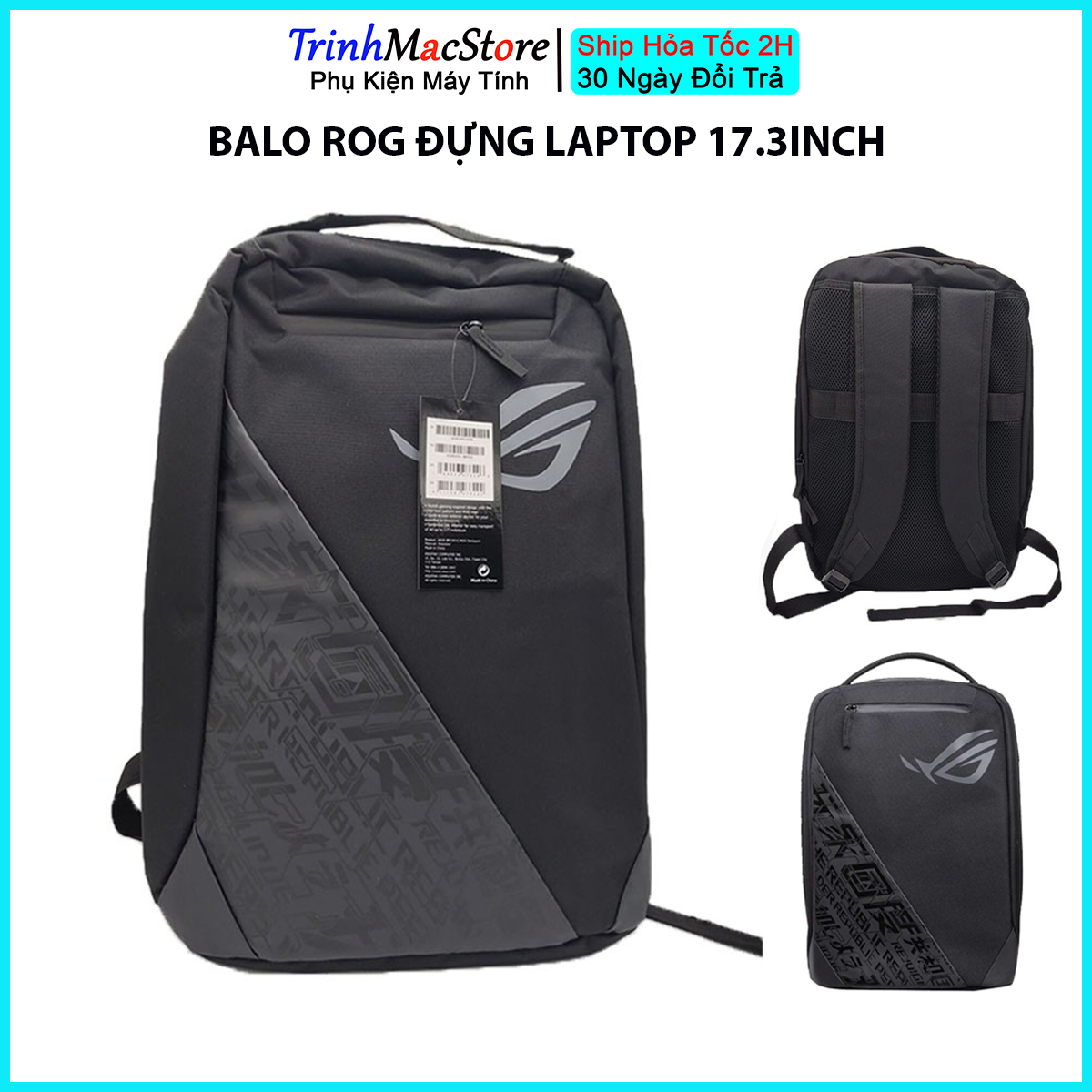 Balo 17inch rog, balo laptop gaming cỡ lớn đựng vừa laptop 17.3inch, ba lô đi học đi làm đụng máy tính