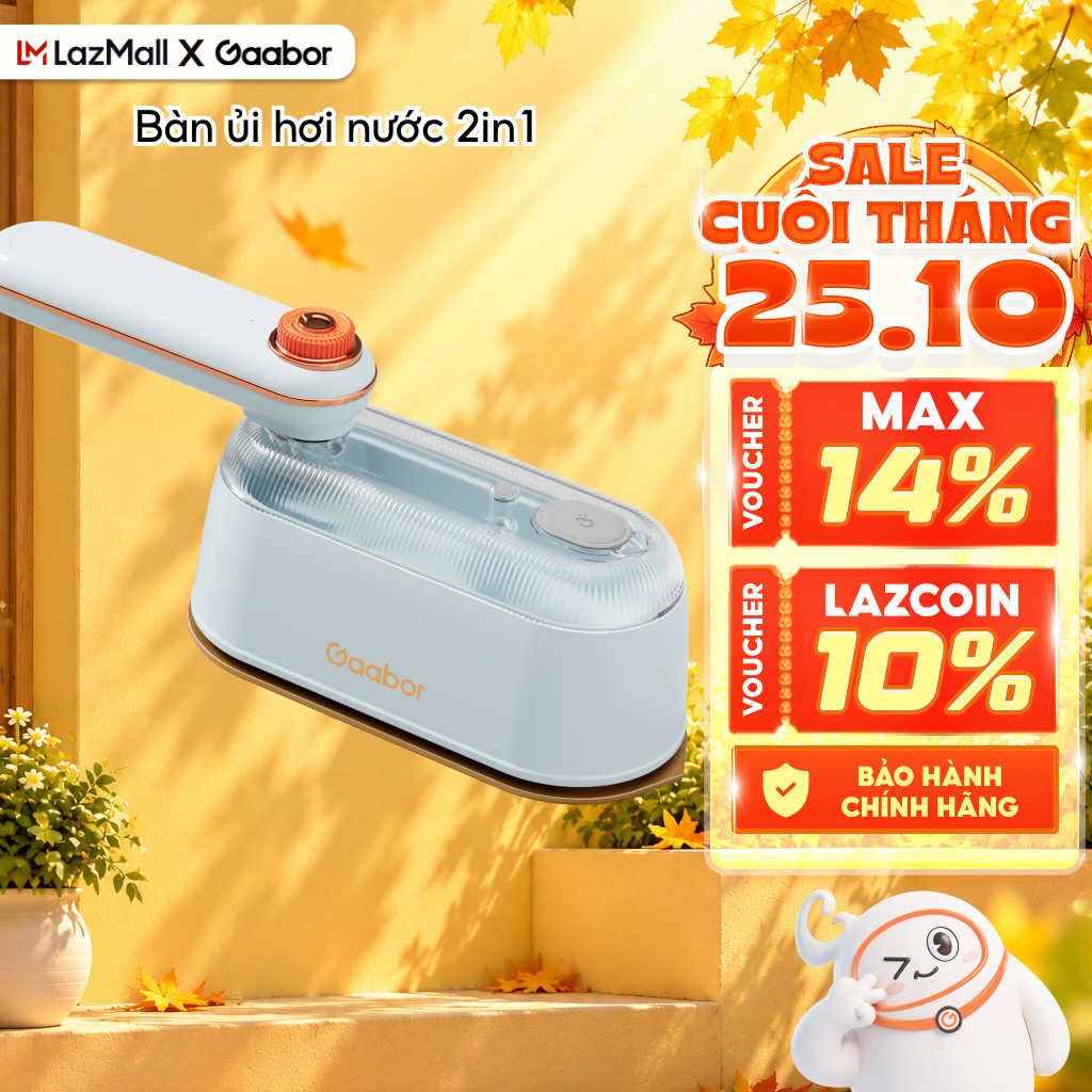 Bàn ủi hơi nước cầm tay Gaabor HM-M03A 1200W 2in1 bàn là hơi nước bình nước 200ml ủi đứng ủi khô cho mọi loại vải - Bảo hành 12 tháng
