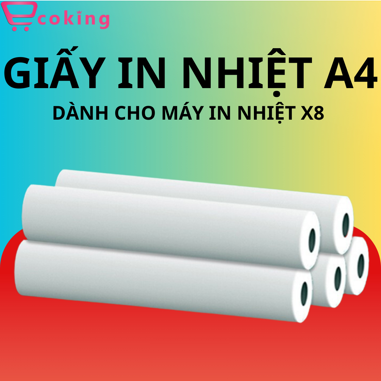 Giấy in nhiệt A4 ECOKING dành cho máy in X8, x9 1 cuộn 30 tờ dày mềm mịn lưu dữ mực không phai chất lượng cực kì tốt thân thiện môi trường không chất độc hại