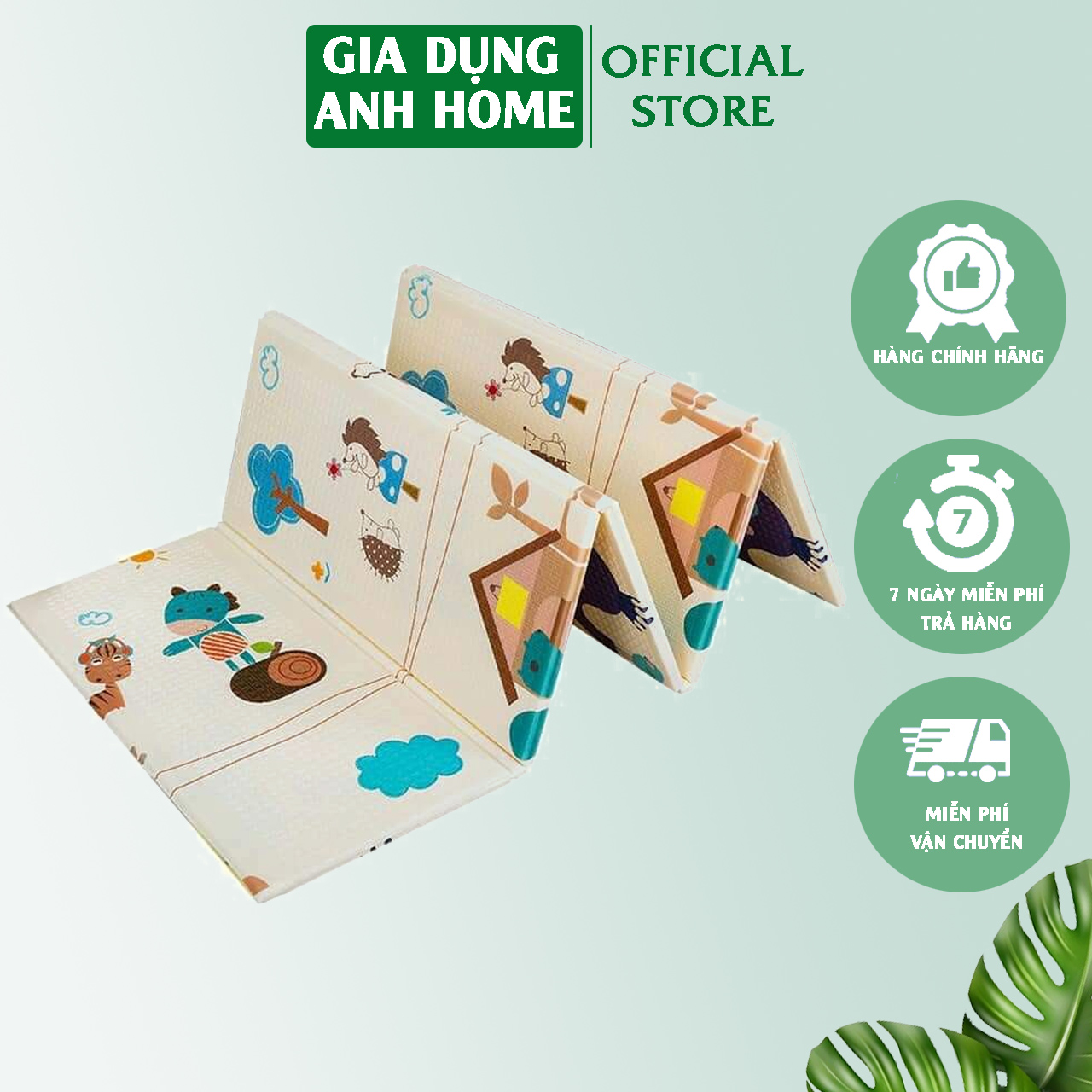 Thảm xốp cho bé gấp gọn tấm lót trải sàn 2 mặt chống thấm chống trơn hàn quốc phủ 1m8 2m - Gia Dụng Anh Home cao cấp