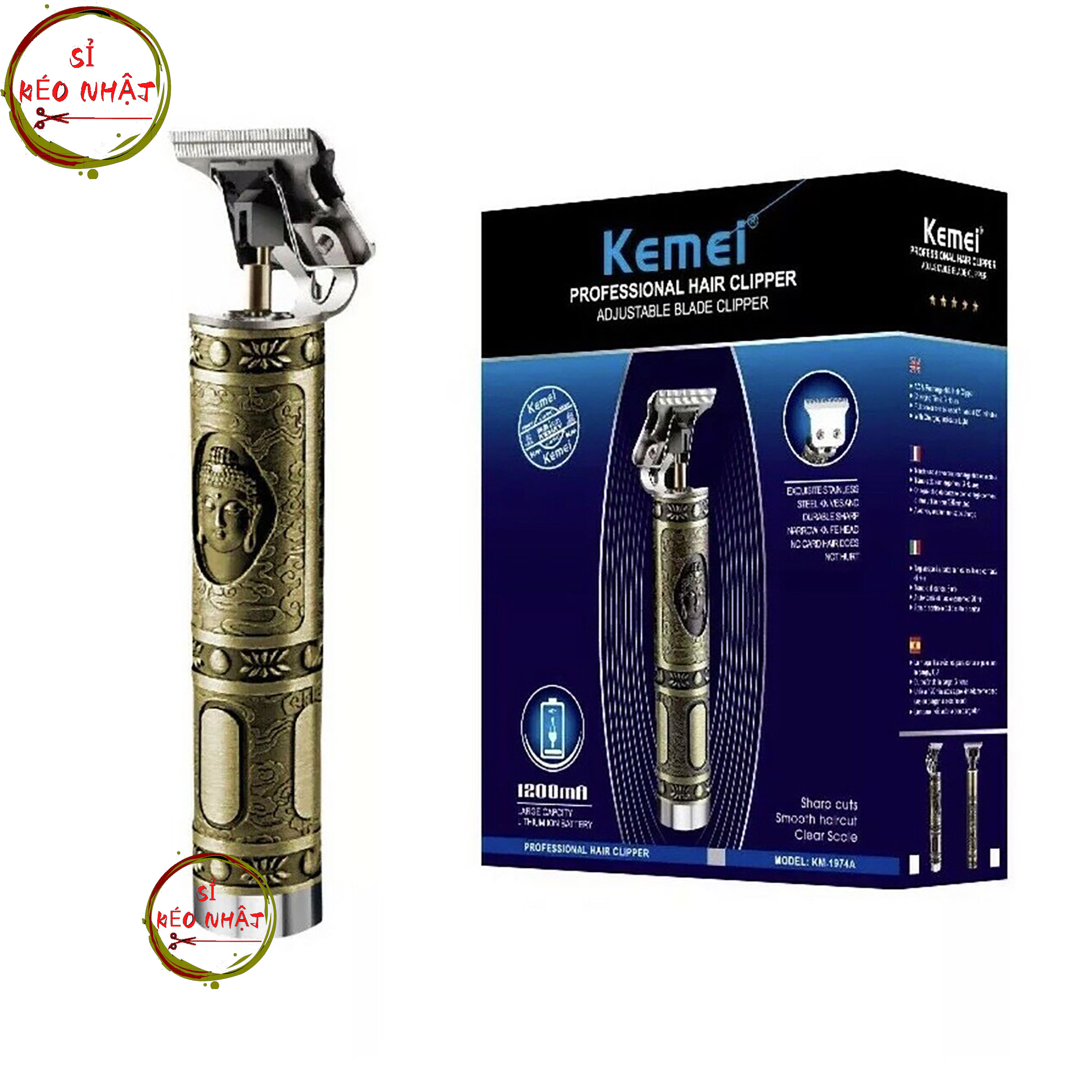 Tông đơ chấn viền Kemei 1874 không dây , tông đơ chấn viền sắc nét