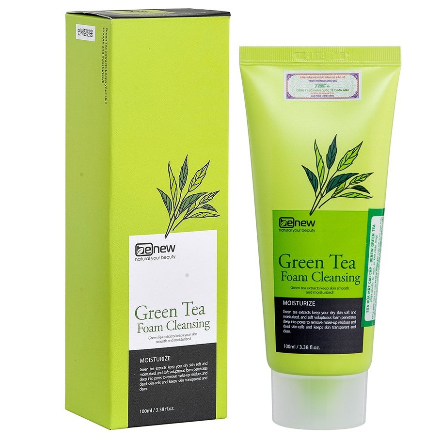 Sữa rửa mặt trà xanh Benew Cleansing Foarm kháng khuẩn ngừa mụn bảo vệ da Hàn Quốc 100ml