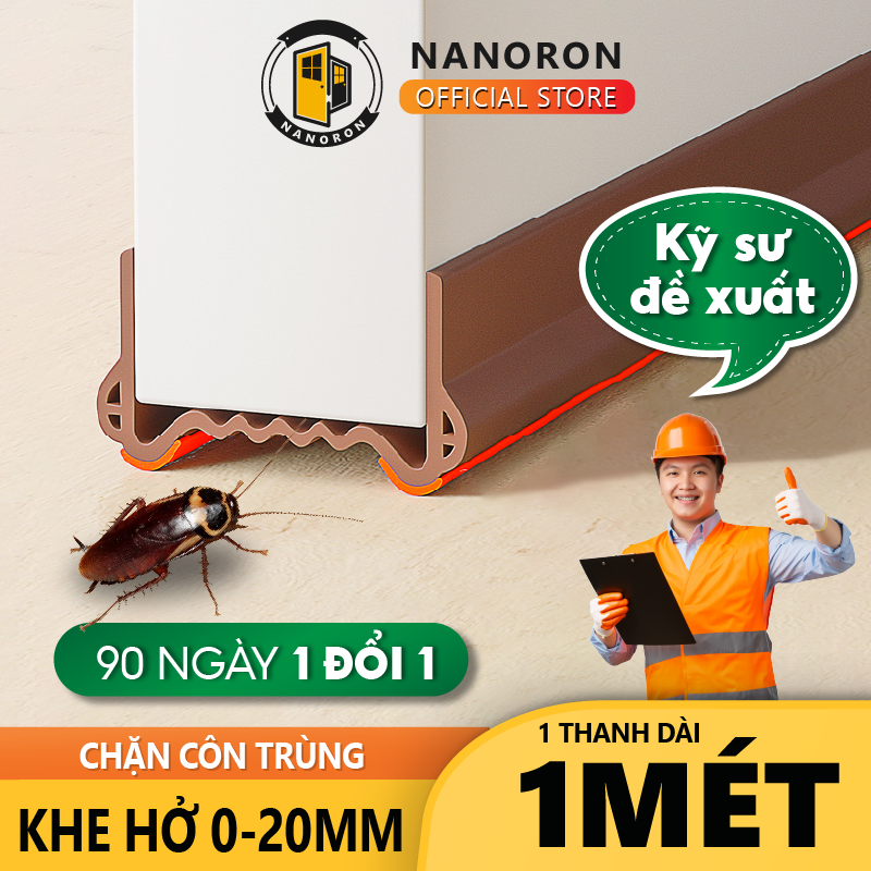 Thanh xốp chặn đáy cửa cách âm, ngăn gió lùa bụi bẩn V5 Nẹp cao su chặn khe hở đáy cửa, ngăn thoát hơi phòng máy lạnh NANORON
