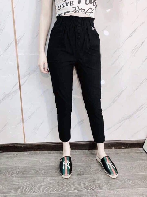 Quần baggy nữ , Quần đũi baggy bọc khuy Cạp cao tôn dáng ,đính 5 nút cực xinh , Chất vải Đũi xước hàn cao cấp, Quần mùa hè nữ , hỗ trợ ship - Thời Trang Nữ 389