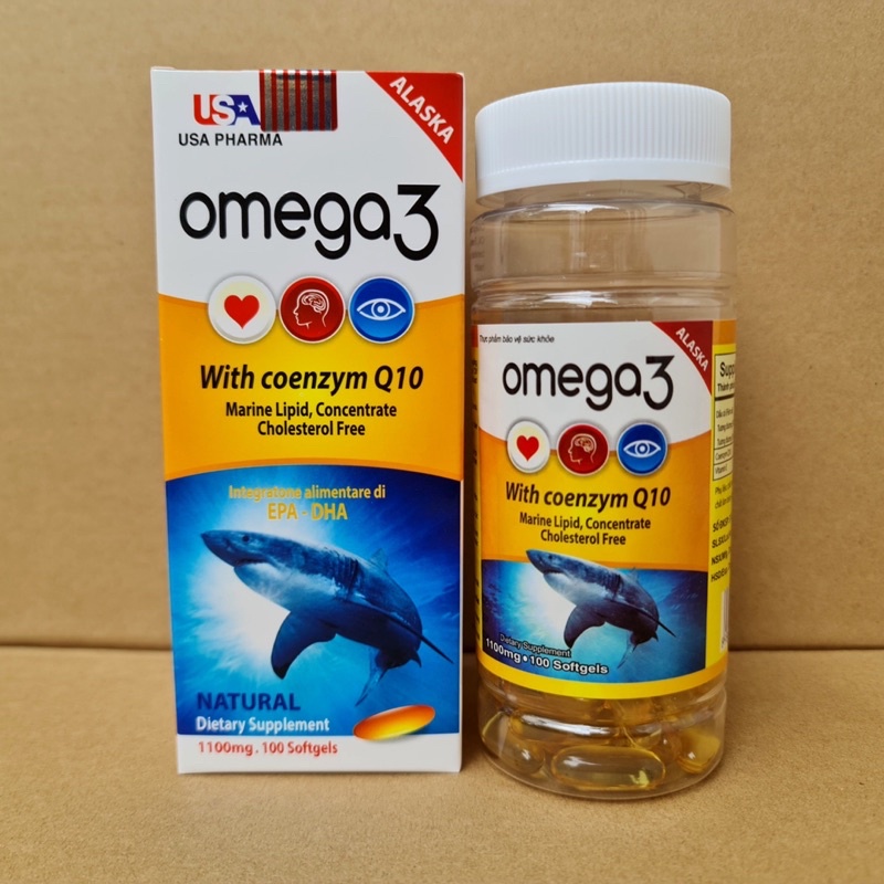 Viên uống dầu cá alaska omega 3 tốt cho mắt, tim, não - hỗ trợ đẹp da - giảm nguy cơ mắc bệnh tim mạch - omega3 100