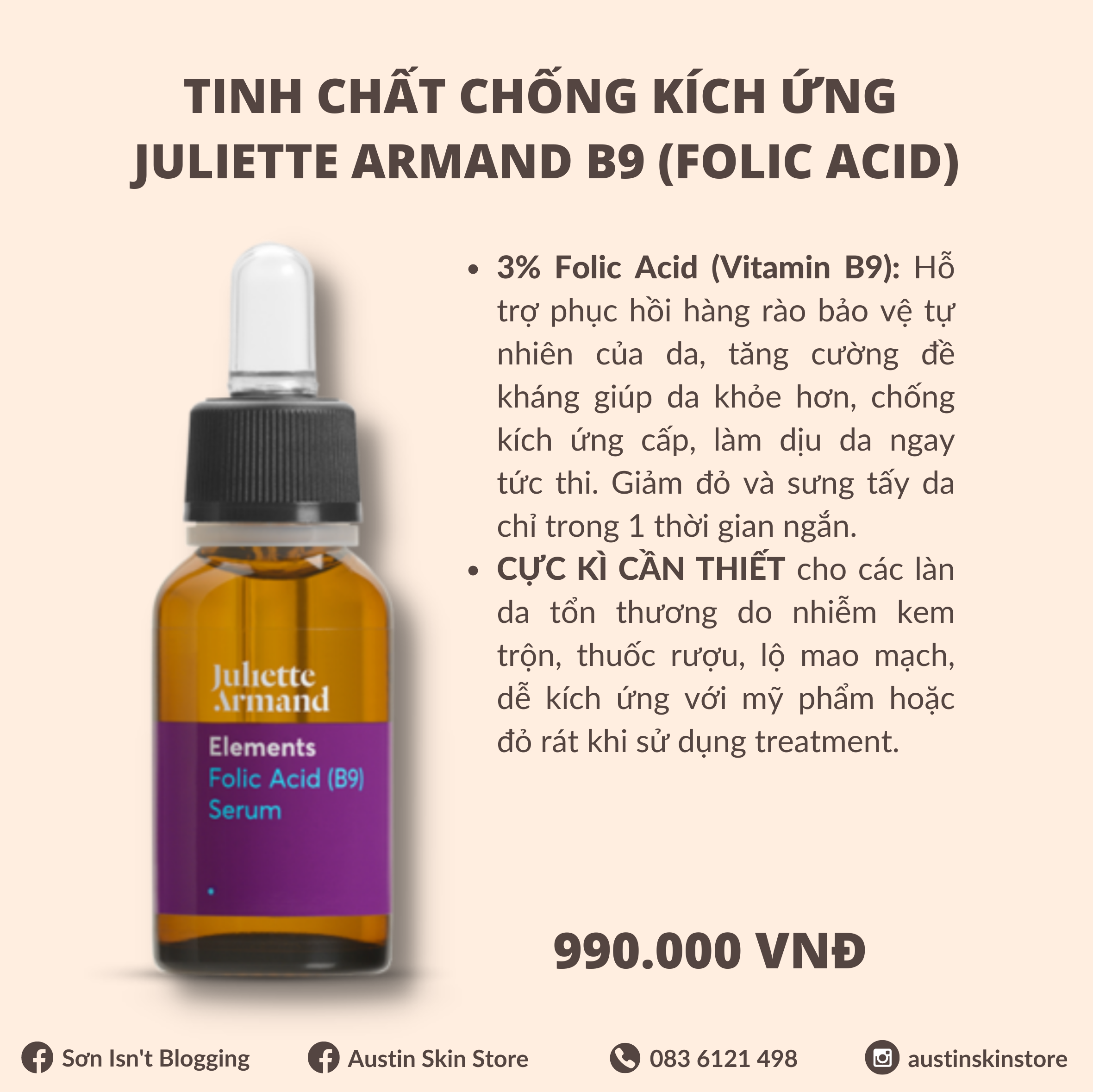 Tinh chất làm dịu da cấp tốc juliette armand b9 serum 20ml