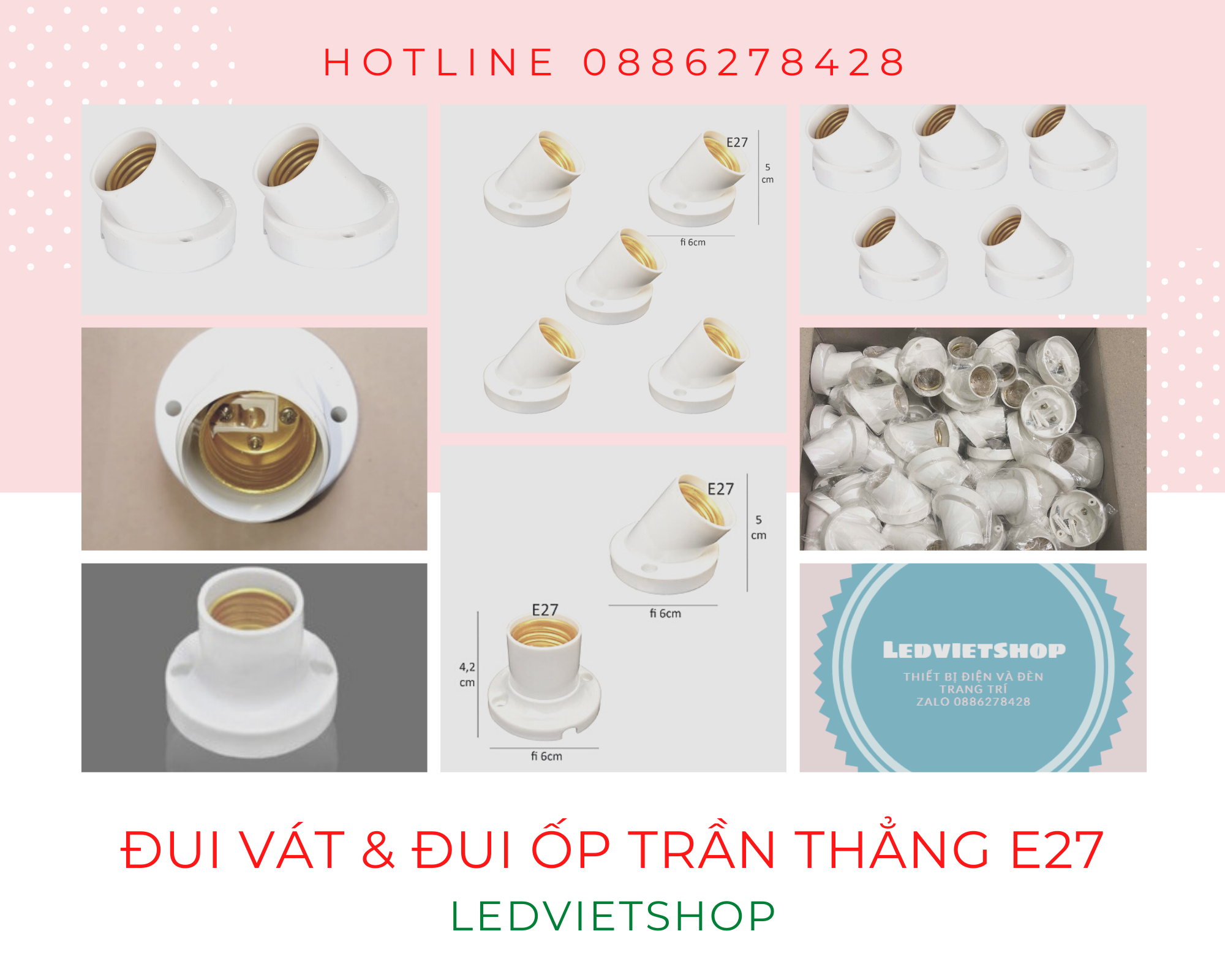 Đui ốp thẳng xoáy E27