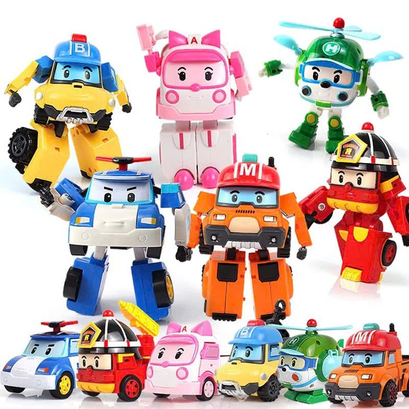 Đồ chơi Robocar Poli Biệt đội bay siêu đẳng biến hình - Albulance, Police Car, Bucky, Fire Engine, Mark, Helicopter, Toy