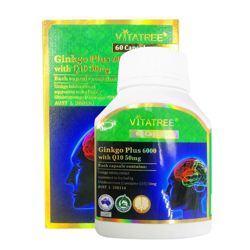 VITATREE - Viên Uống Tăng Tuần Hoàn Não - Bổ não - Giảm Đau Đầu Ginkgo Plus 6000 With Q10 50Mg - 60 Viên -date 2026