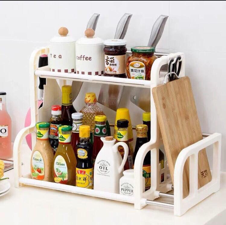 [HCM][KỆ GIA VỊ NHÀ BẾP GIA VỊ 2 TẦNG TIỆN ÍCH THIẾT KẾ THÔNG MINH CÓ GIÁ ĐỂ THỚT TREO DAO MUỖNG CỰC TIỆN LỢI CHẤT LIỆU NHỰA CỨNG BỀN AN TOÀN SANG TRỌNG TIẾT KIỆM 