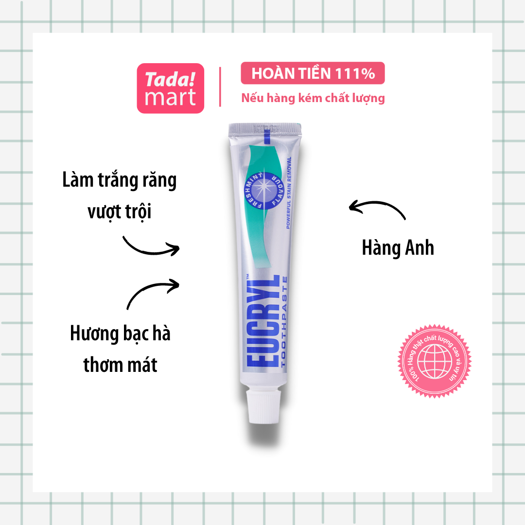 Kem đánh răng làm trắng Eucryl 50ml Anh