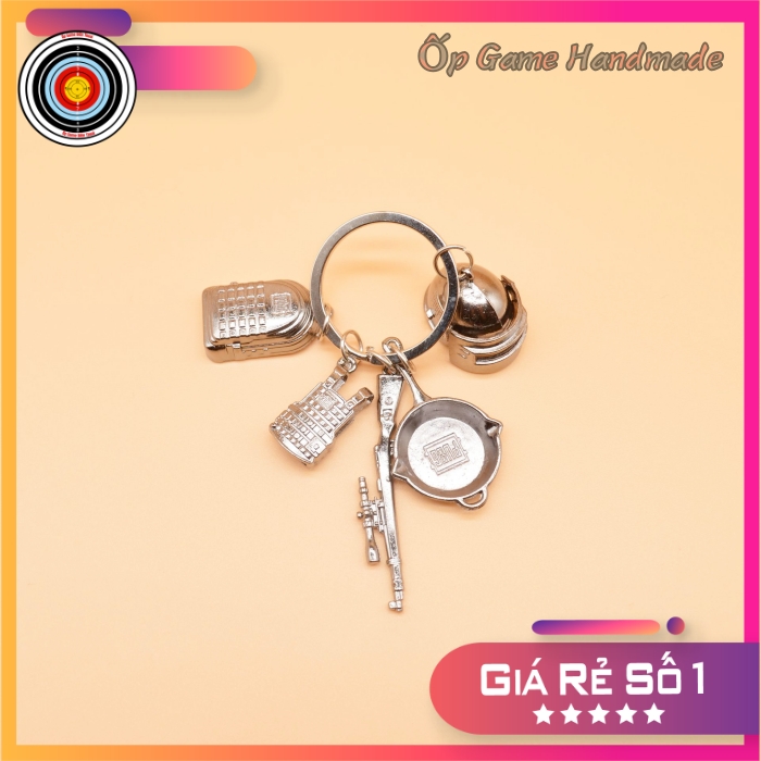 Chùm Móc Khoá PUBG 5 Chi Tiết Mô Phỏng Giống Thật, Hợp Kim Không Rỉ PUBG