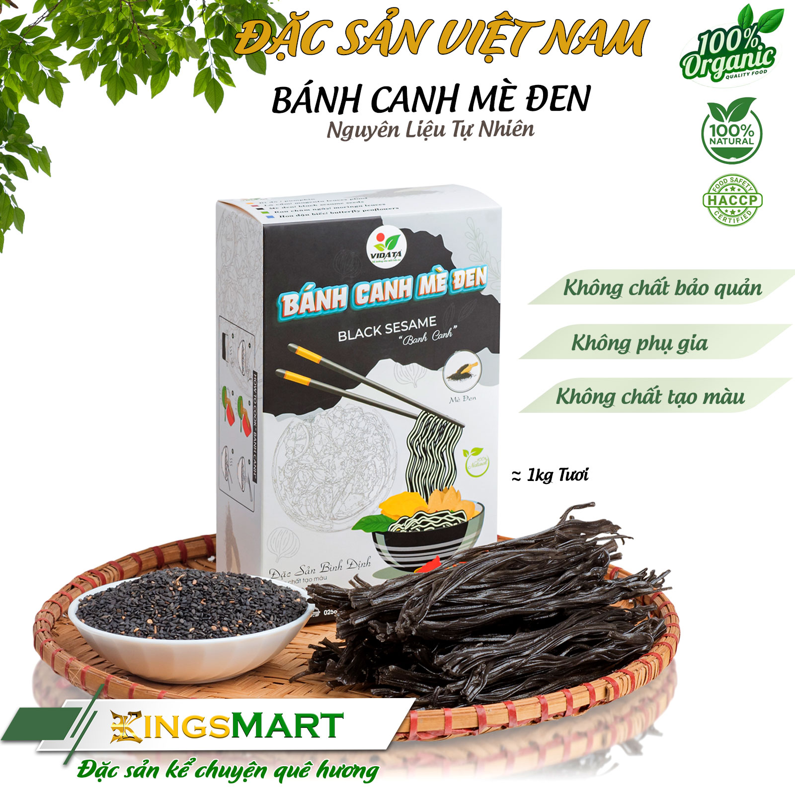 [Bếp quê] Bánh canh gạo mè đen - Thương hiệu VIDATA - Đặc sản Tây Sơn Bình Định - Hộp 200g - Kingsmart