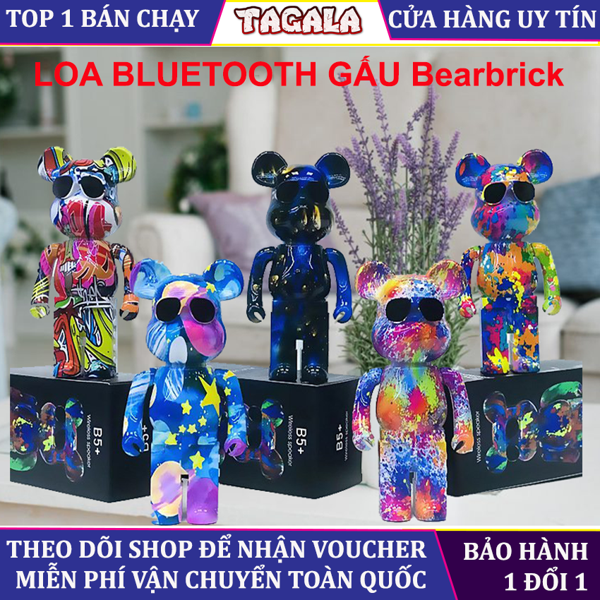 Loa gâu bluetooth bearbrick b5 plus hình gấu, âm thanh sống động, nghe nhạc cực hay