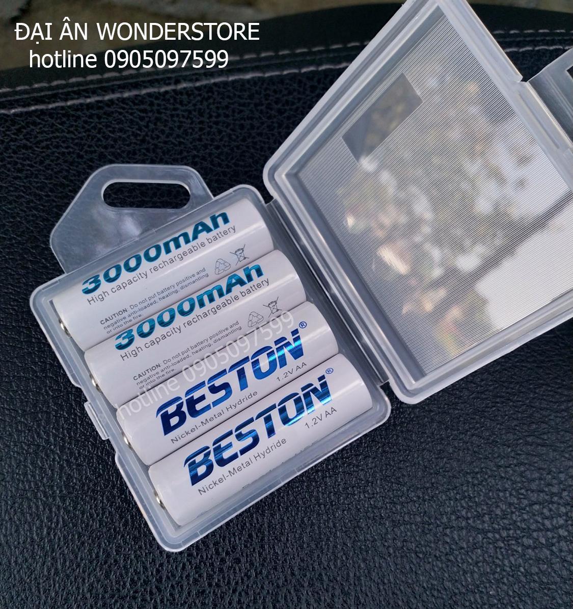 4 viên Pin sạc micro karaoke Beston 1.2V 3000mAh pin tiểu sạc chuyên mic không dây