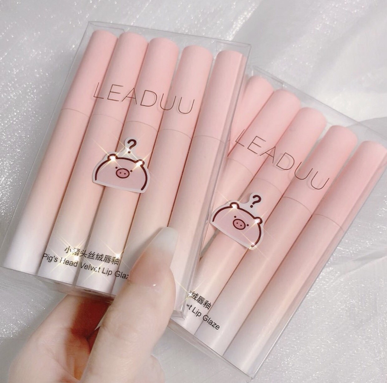 Set 5 Cây Son Kem Lì Leaduu Heo Hồng Pig's Siêu Xịn Mịn Cute