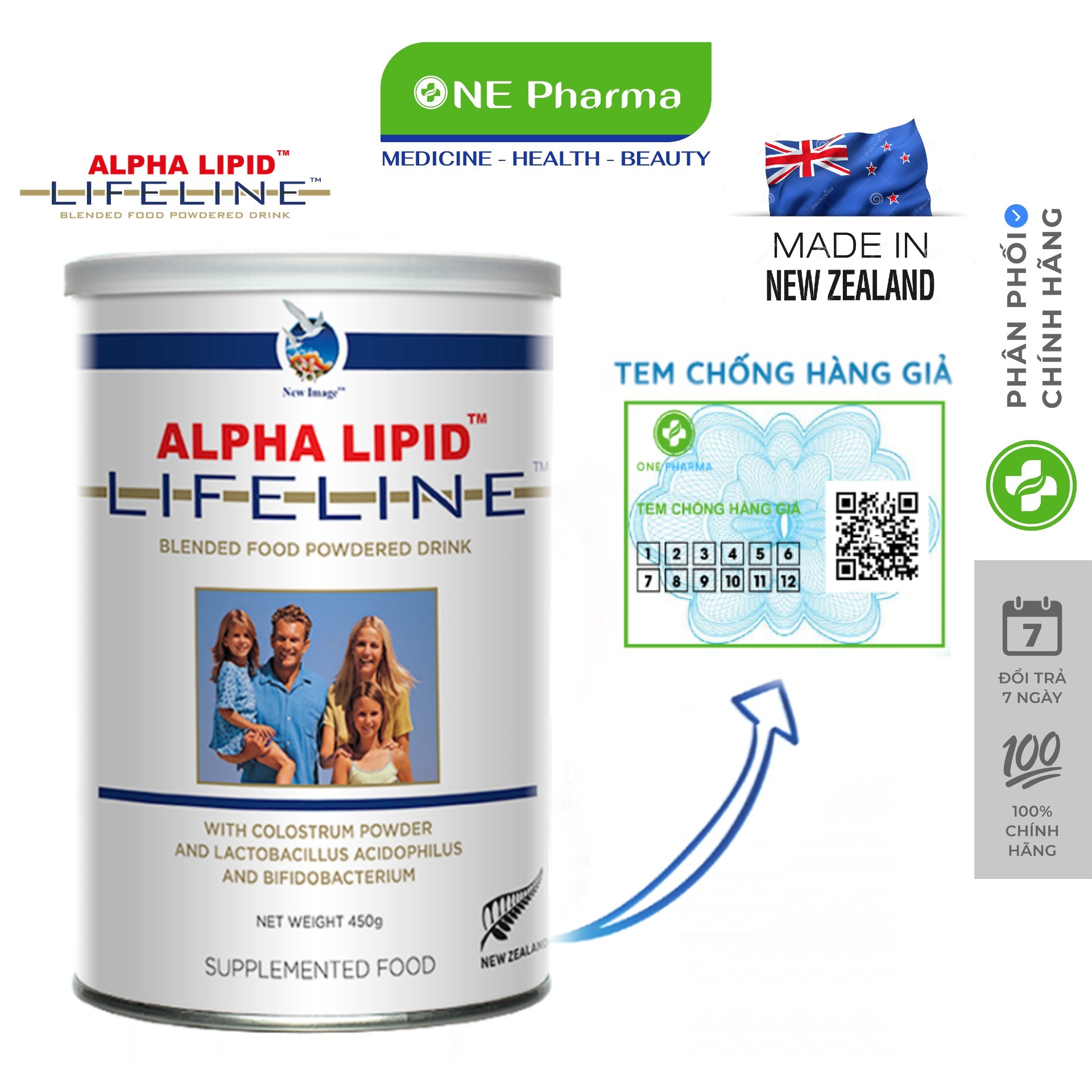 Alpha lipid chính hãng - Sữa Non New Zealand Alpha Lipid Lifeline Hộp 450g