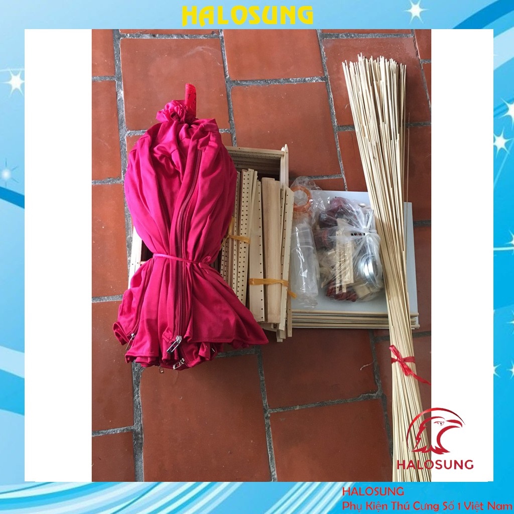 Combo áo cóng ănuống khung lồng ép mộc nan trúc Phụ kiện lồng chim Halosung PK52