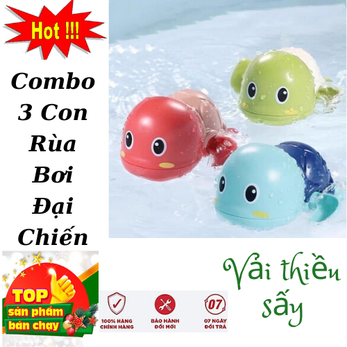 Combo 3 con rùa bơi đại chiến-rùa bơi dây cót trong nước-đồ chơi trong phòng tắm cho bé