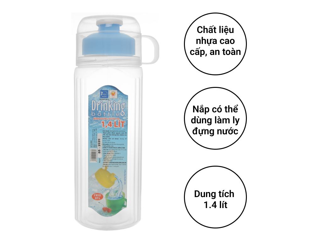 Bình nước siêu sạch có ca nắp văn tiện lợi