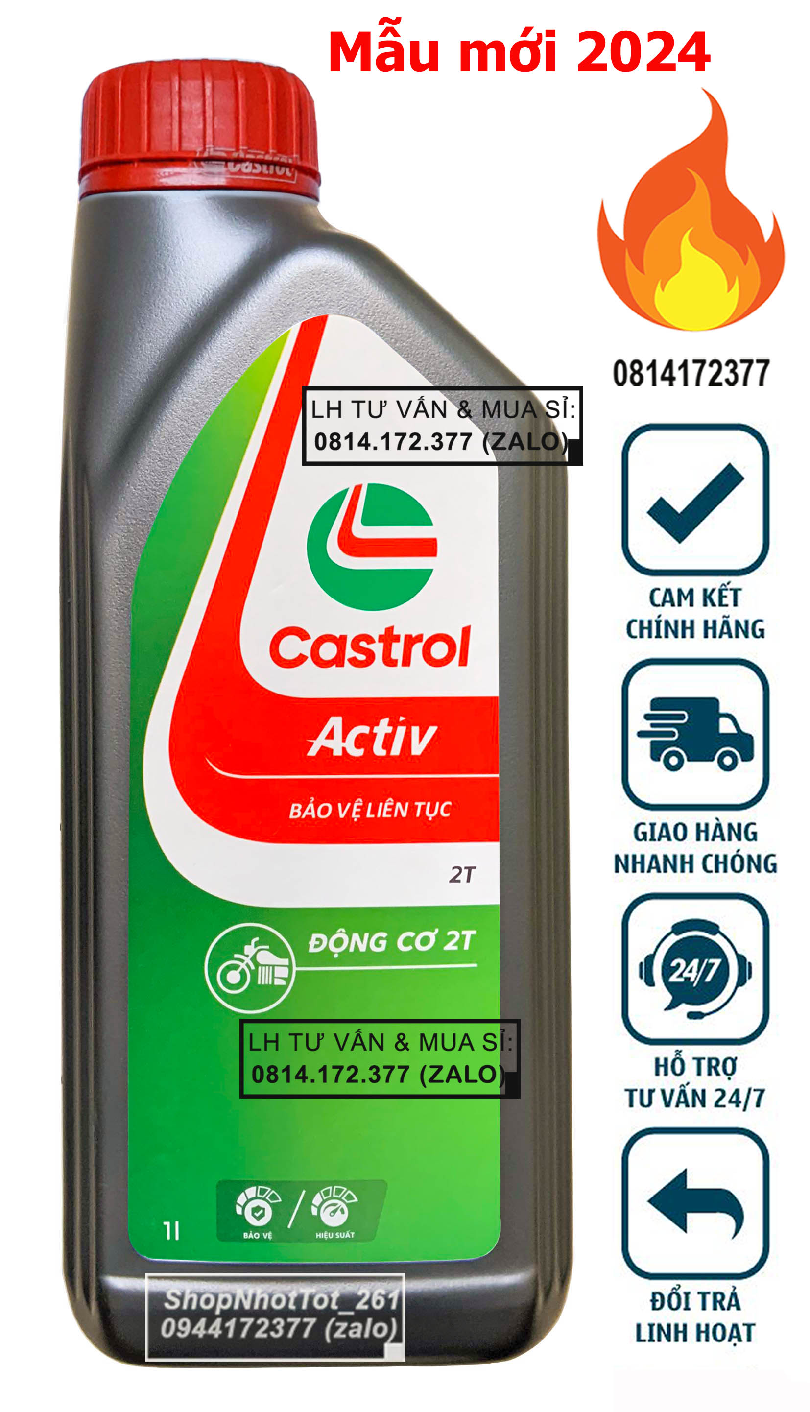Bình 1l dầu nhớt 2 thì castrol activ 2t 1.000ml