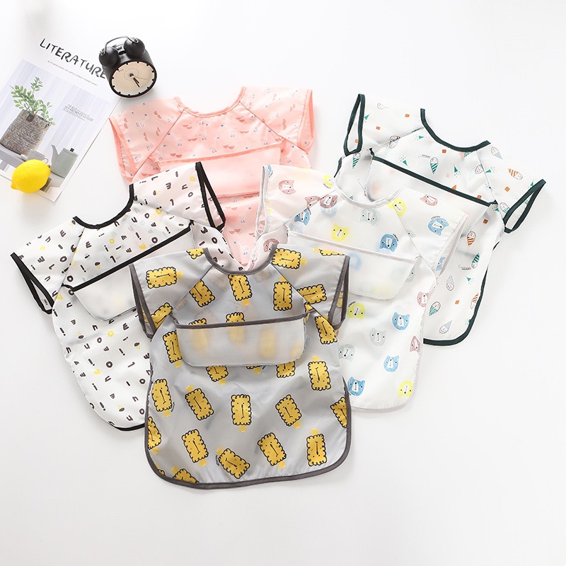 Yếm ăn dặm cho bé có máng hứng  chống thấm, yếm ăn dặm chống thấm, yếm áo cho bé
