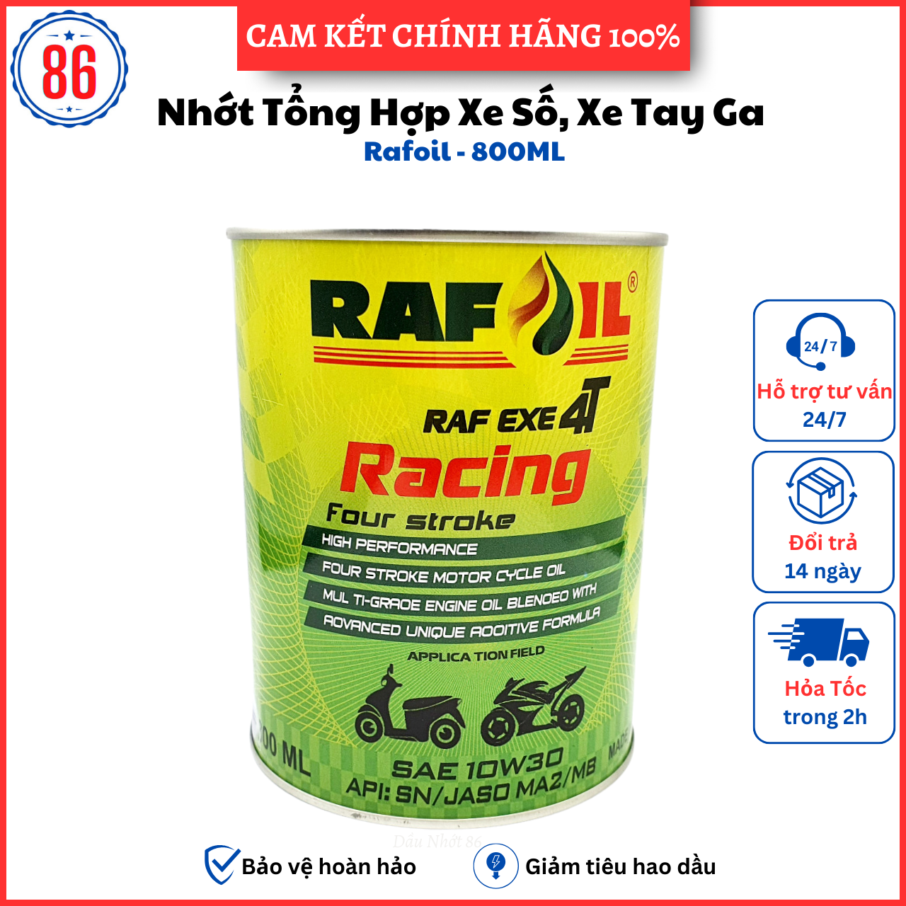 NHỚT RAFOIL TỔNG HỢP FULLY SYNTHETIC 10W30 800ML - Sản Phẩm Chất Lượng Gian Hàng Uy Tín Giá Cả Cực Tốt Mua Ngay.