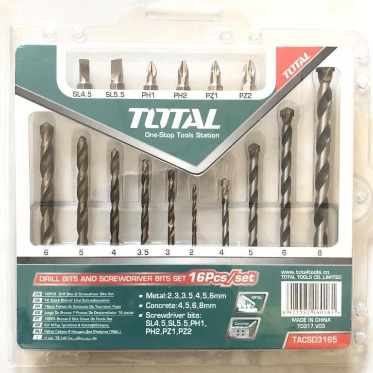 Bộ mũi khoan đa năng và bắt vít 16 chi tiết total tacsd3165