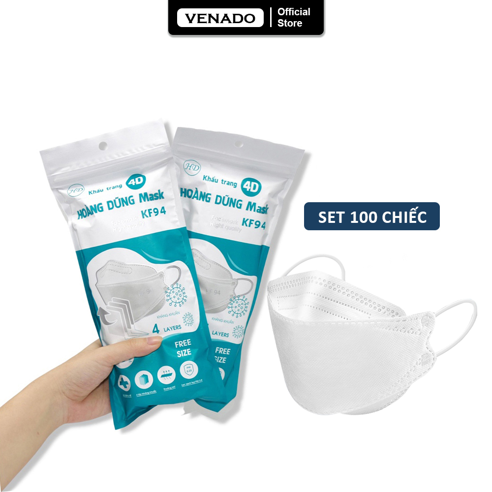 COMBO 100 / 20 khẩu trang KF94 hoàng dũng mask 4D cao cấp Venado