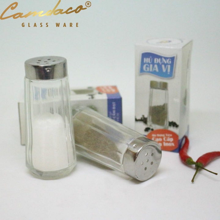 Bộ 2 hũ thủy tinh đựng tiêu, hũ tiêu camdaco glass ware
