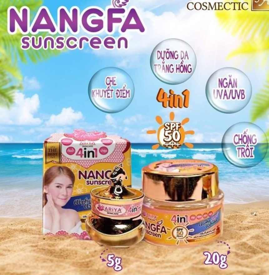 Kem Chống Nắng NANGFA Che Khuyết Điểm Dưỡng Trắng Da 4IN1 Nangfa Sunscreen Thái Lan 20Gr