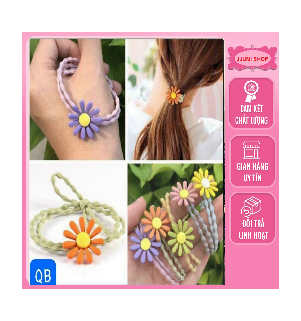 Set 100 dây cột tóc hoa cúc nhiều màu dây thun buộc tóc nữ hàn quốc đẹp dễ thương, đủ màu xinh xắn dct002 - jjumi shop