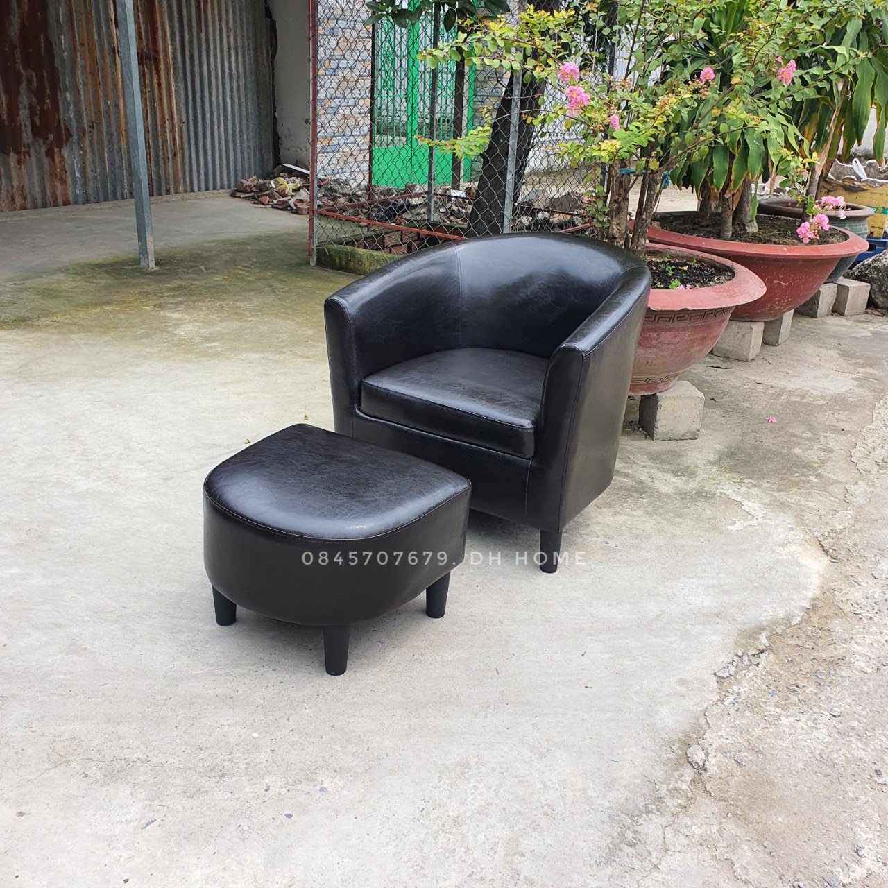 Ghế sofa đơn da đen sang trọng dành cho 1 người ngồi