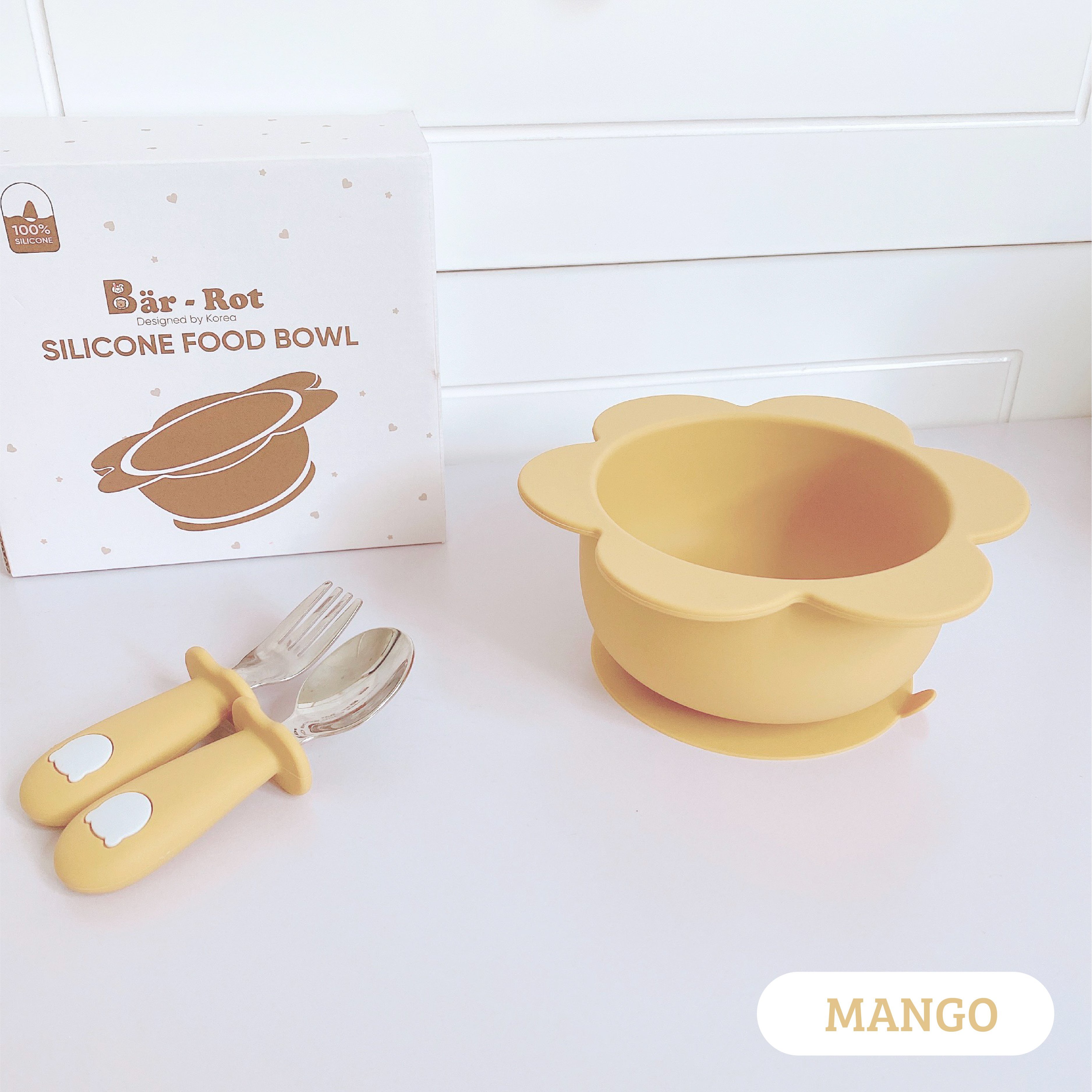 Bát ăn dặm cho bé silicon hình gấu, hình hoa và bí ngô có đế hít chống đổ bar rot food bowl chính hãng| chén ăn dặm silicon