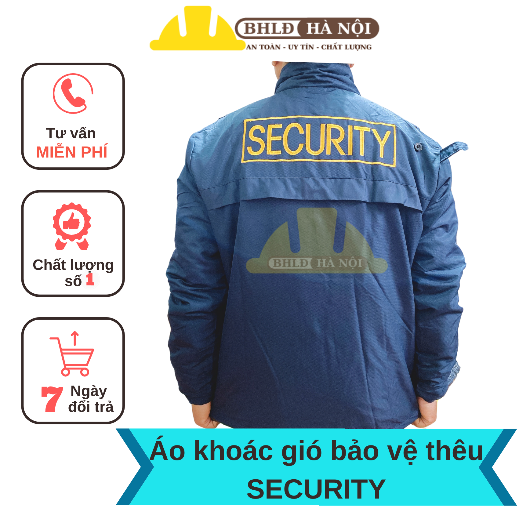 Áo khoác gió bảo vệ thêu SECURITY