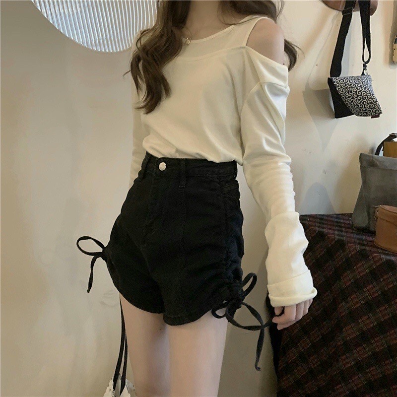 Quần short jean nữ rút 2 bên phối túi cực hot M56