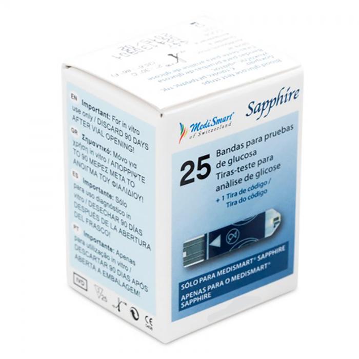 Medismart Sapphire blood glucose test strips-25 strips