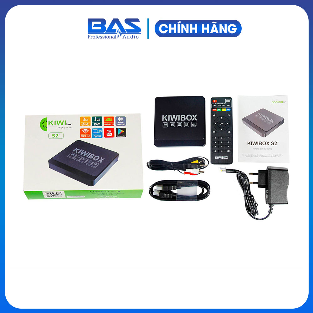 Kiwibox S2+ xem youtube trên tivi, tích hợp cổng quang, android 10, điều khiển giọng nói, Kiwibox S2 Plus, voice control