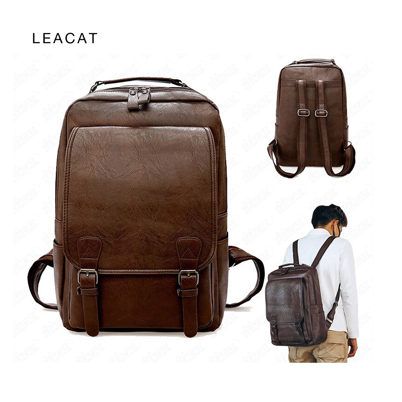 Leacat Ba Lô Máy Tính Xách Tay Không Thấm Bằng Da PU Ba Lô Doanh Nhân Phù Hợp Với 15.6Inch Máy Tính Xách Tay Túi Du Lịch Sức Chứa Lớn Cho Nam Giới