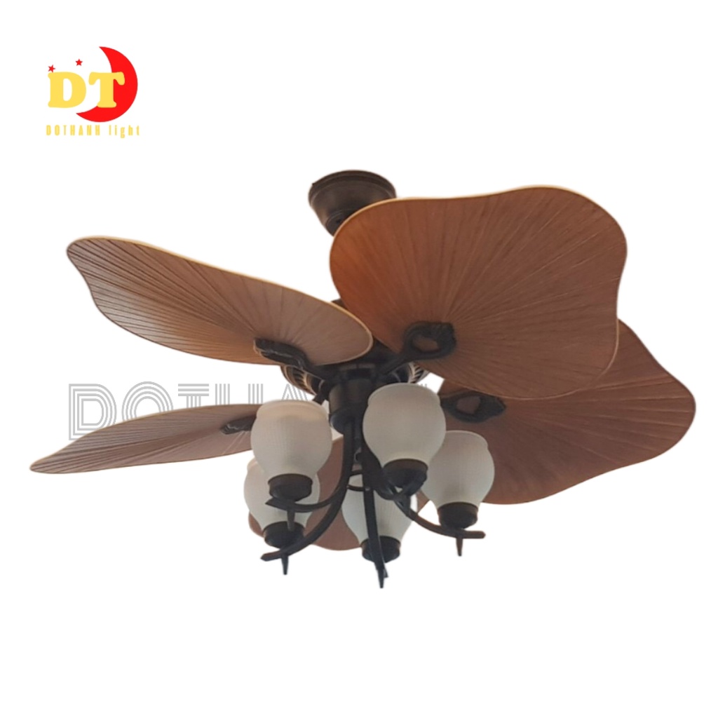 Quạt trần đèn trang trí DOTHANH LIGHT QTD lá phong 5 cánh phong cách hiện đại DHT