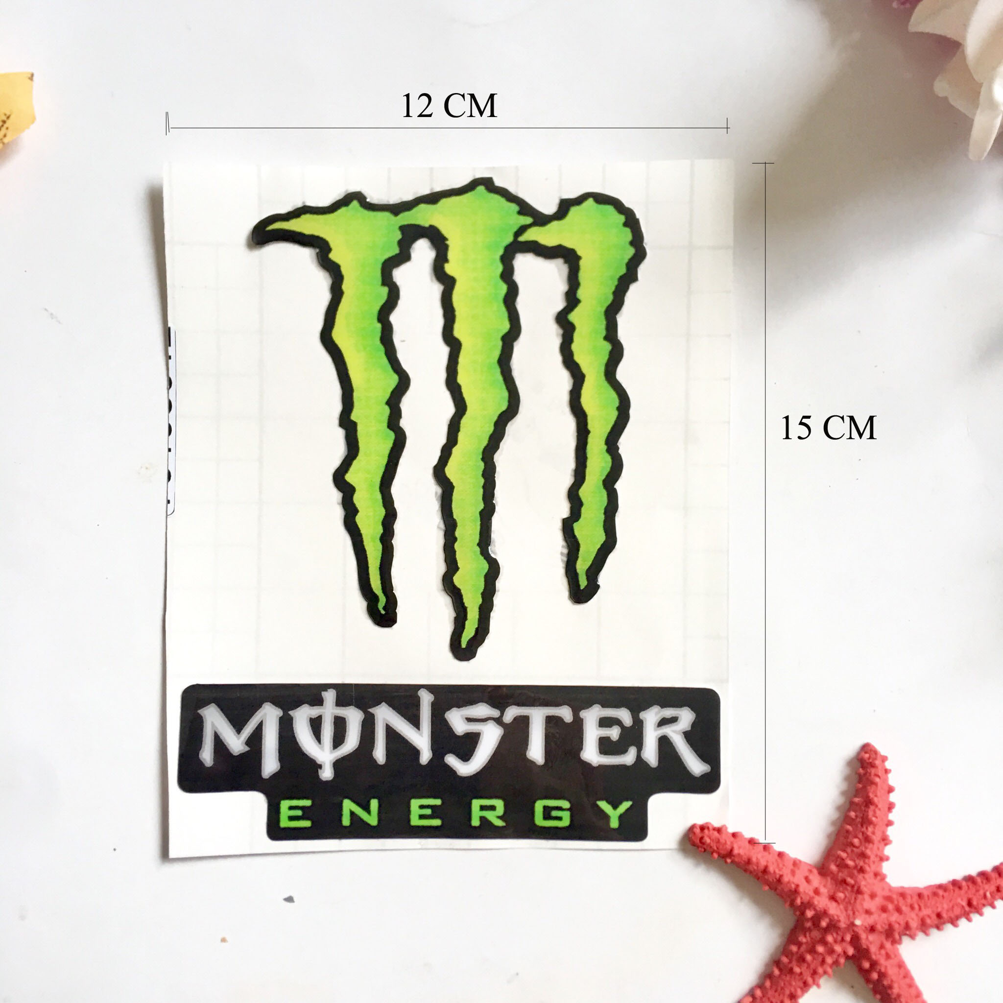 Tem Monster dán xe máy, decan dán xe máy hình Monster bản to, được làm bằng nhựa dẻo chống nước, dán được trên các bề mặt cho xe máy, xe điện, ô tô (loại to)