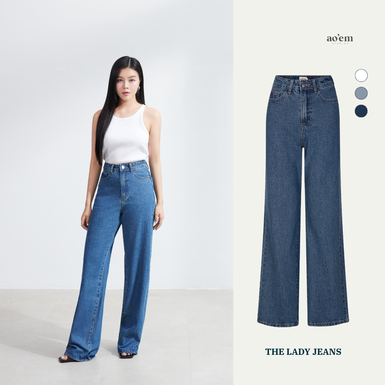 AOEM STUDIOS - THE LADY JEANS - QUẦN JEANS DÁNG DÀI "HACK CHÂN"