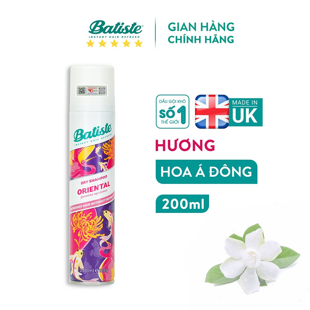 Dầu Gội Khô Batiste Hương Hoa Á Đông Sang Trọng, Quý Phái - Batiste Dry Shampoo Pretty & Opulent Oriental 200ml