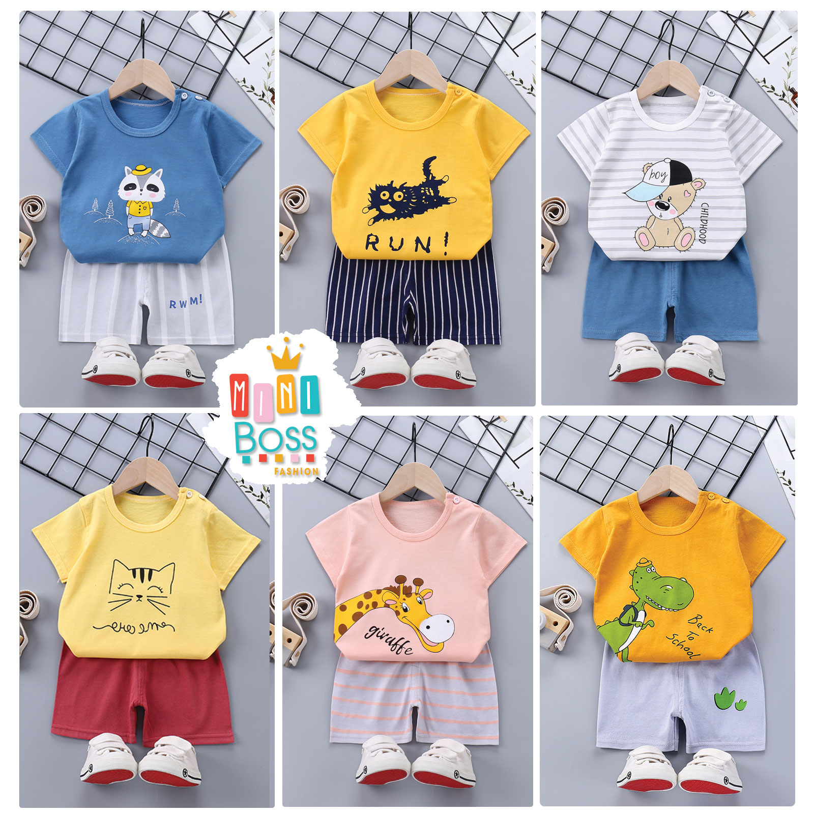 Bộ quần áo trẻ em ngắn tay cho bé trai bé gái 10-20kg Quảng Châu | Quần áo cộc tay cho bé trai mỏng mát