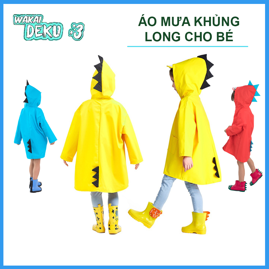 Áo mưa hình khủng long cho bé trai gái từ 3 đến 10 tuổi dễ thương - áo mưa trẻ em - áo mưa cho bé - gia dụng deku