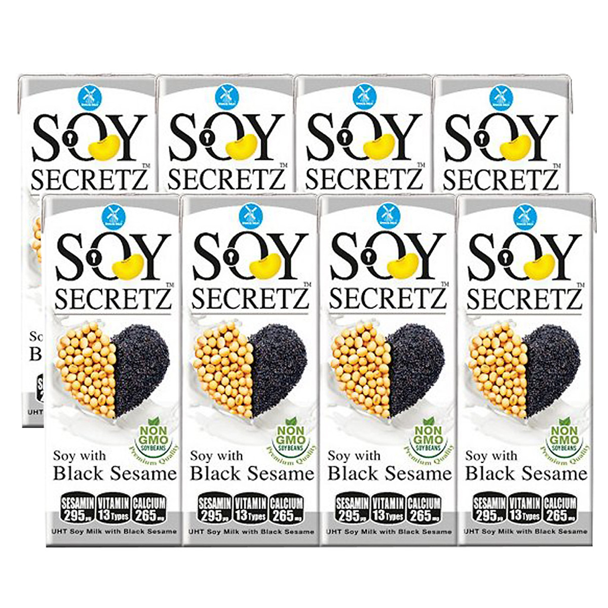 [HCM]Bộ 2 Lốc Sữa Đậu Nành Với Mè Đen Soy Secretz (180ml x 8 Hộp)
