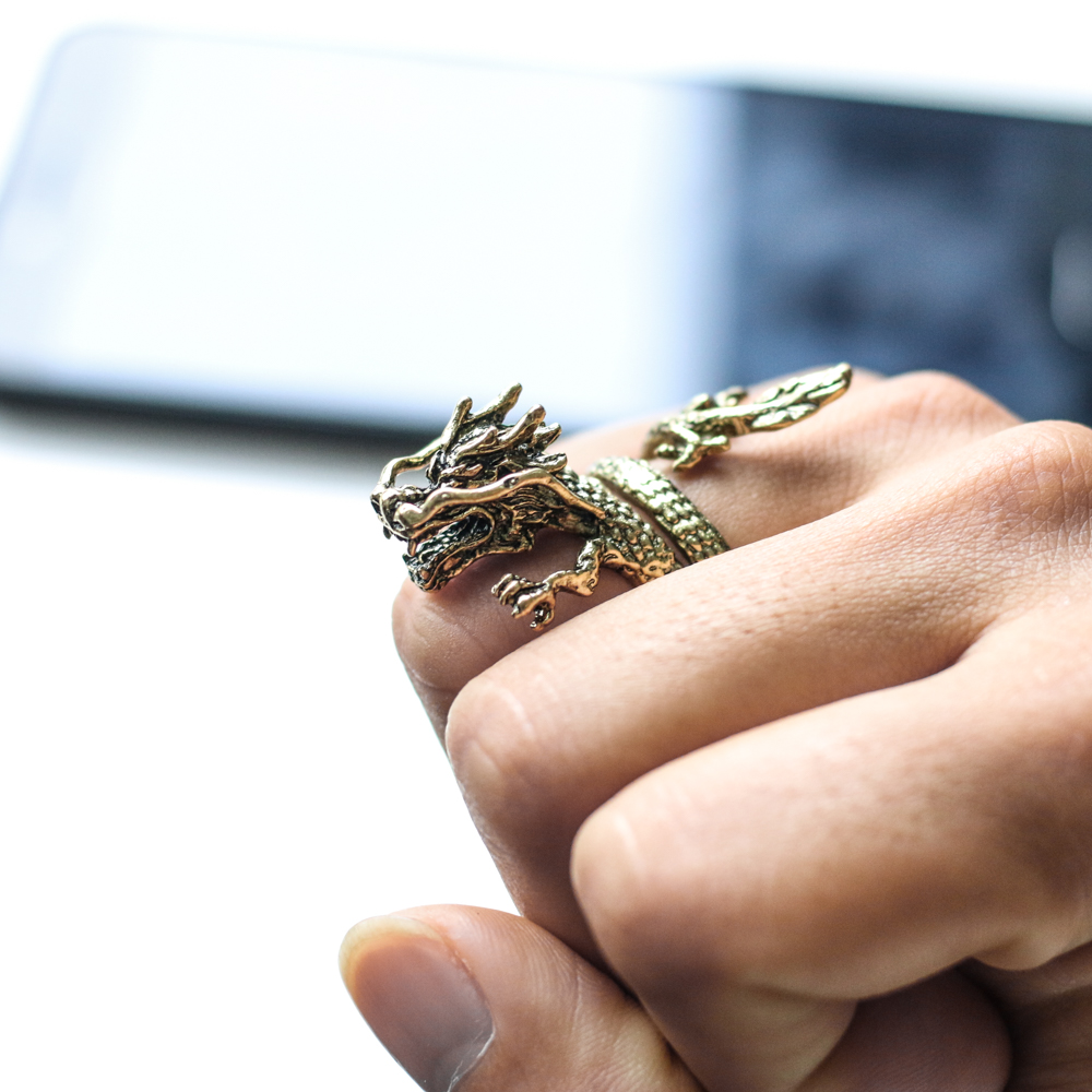 Nhẫn NAm- Nhẫn Titan - Hình Rồng Đen Cuốn - Cá Tính - Mạnh mẽ- Uy Lực