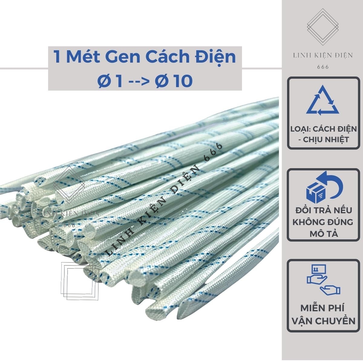Gen cách điện ống gen co cách nhiệt thủy tinh bọc dây điện quấn biến áp quấn motor 1 mét