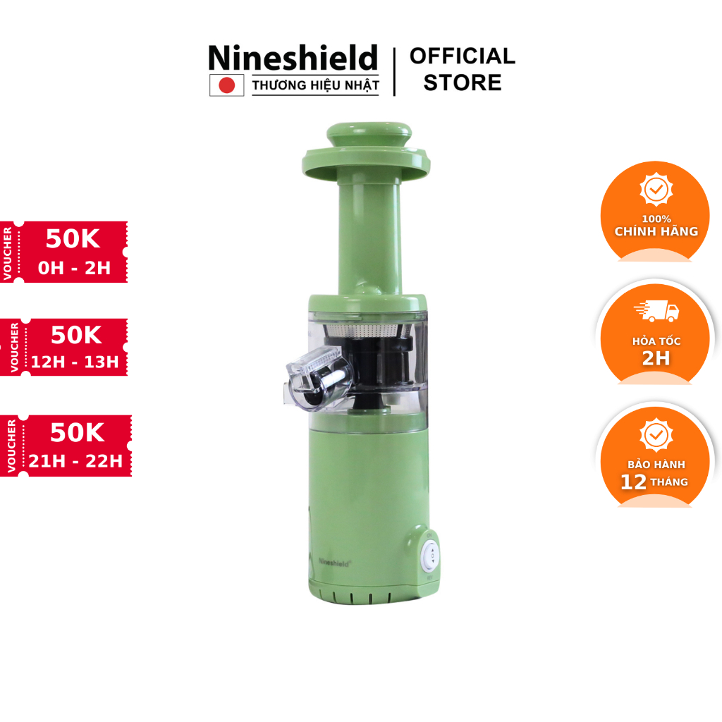 Máy ép chậm mini Nineshield KB-F6B - Máy ép trái cây đa năng bảo toàn dinh dưỡng - Nhỏ gọn - Tiện lợi - Giảm tối đa tiếng ồn - Hàng chính hãng